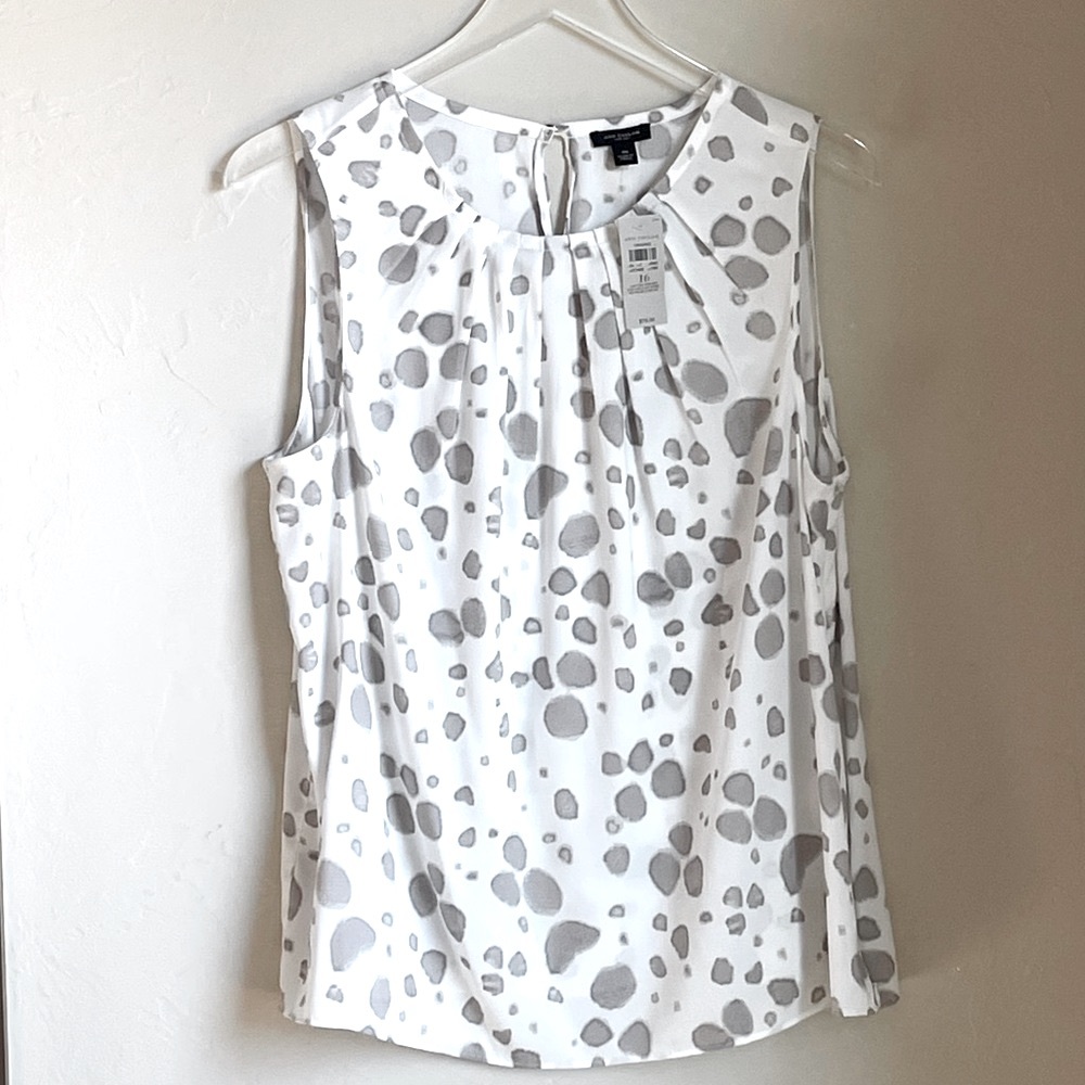 ANN TAYLOR | Pleated Neck Watercolor Print Shell